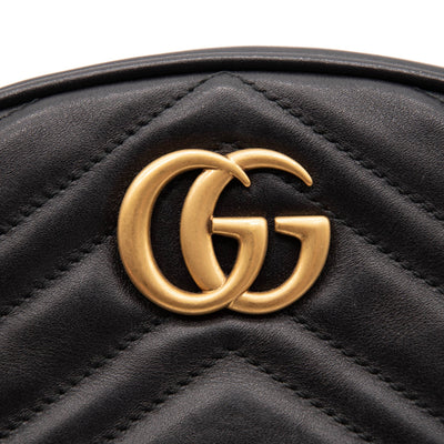 Gucci Calfskin Matelasse GG Marmont Belt Bag 85 34 Black