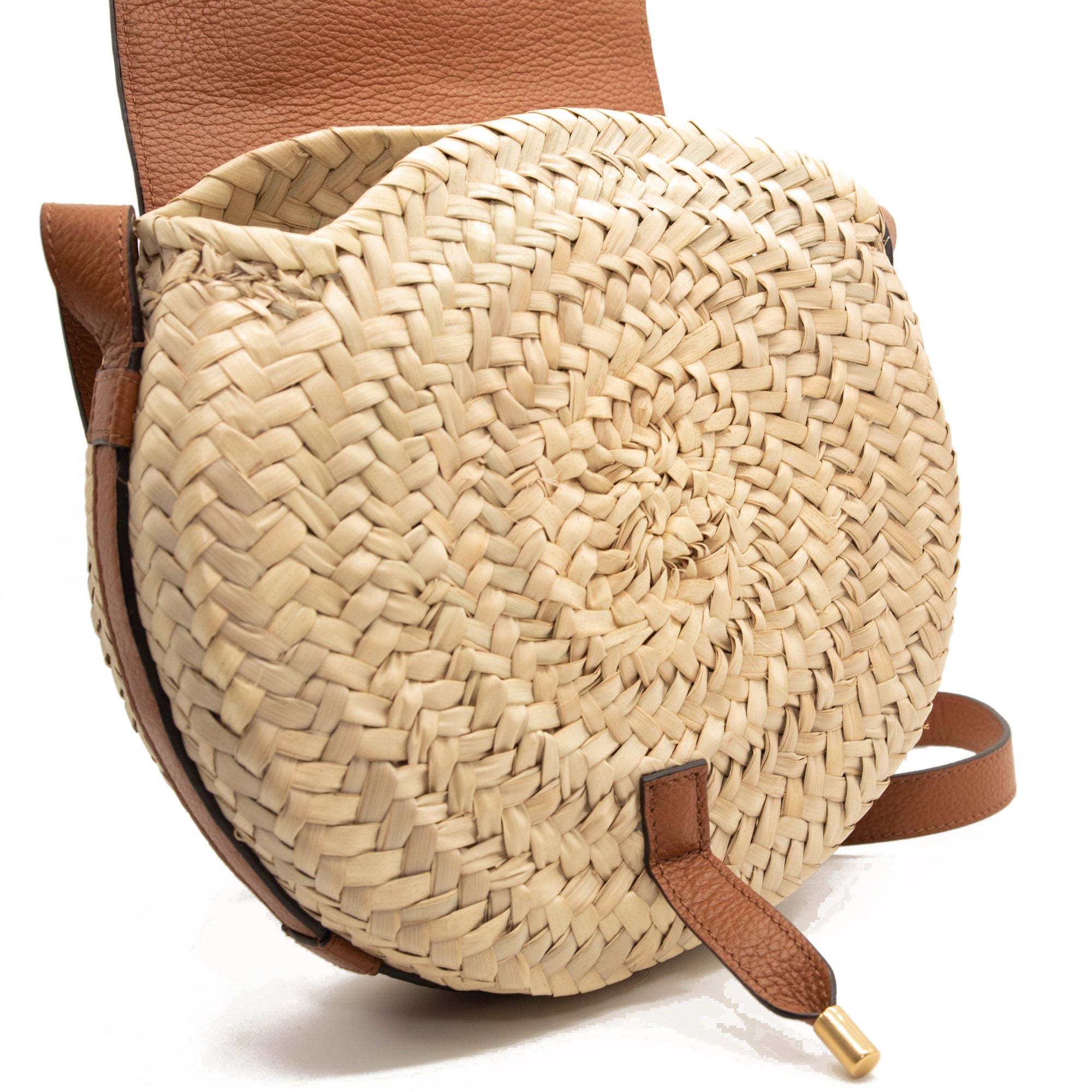 Chloe Marcie Leather & Raffia Crossbody Bag
