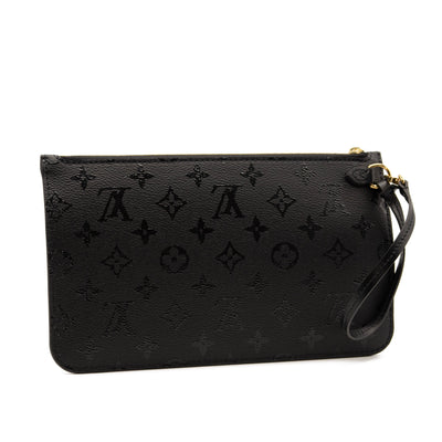 Louis Vuitton Neverfull Pochette Monogram Pouch LVxUF By Urs Fischer Gold Hardware Black Coated Canvas Clutch
