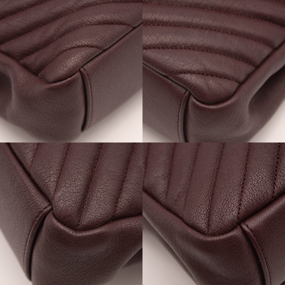 USED Saint Laurent Sheepskin Matelasse Chevron Monogram Medium College Bag Rouge Legion