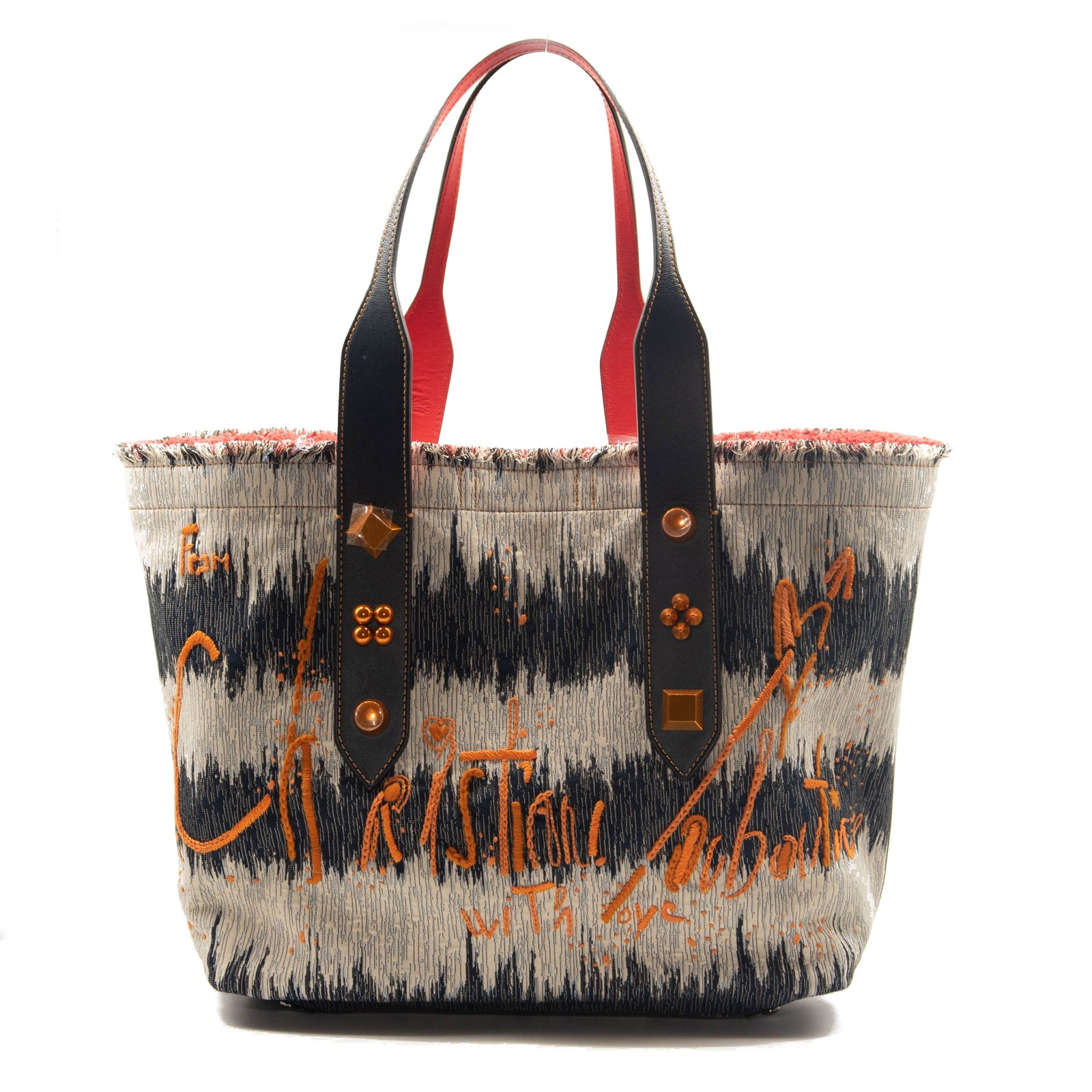 Christian Louboutin Frangibus Medium Embroidered Tote Denim