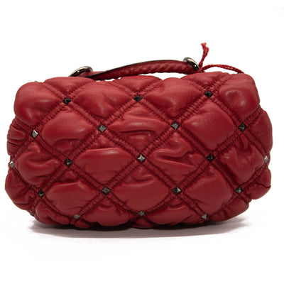 NEW Valentino Small Spikeme Quilted Leather Bag Red