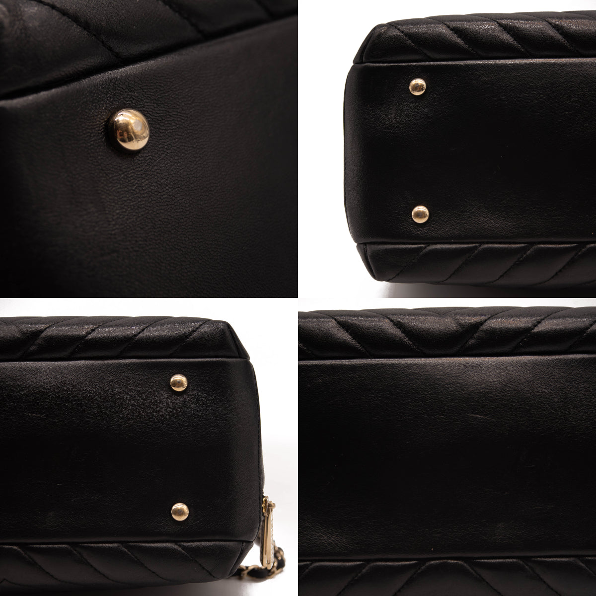Chanel Lambskin Chevron Quilted Small Trendy CC Bowling Bag Black with Gold Hardware