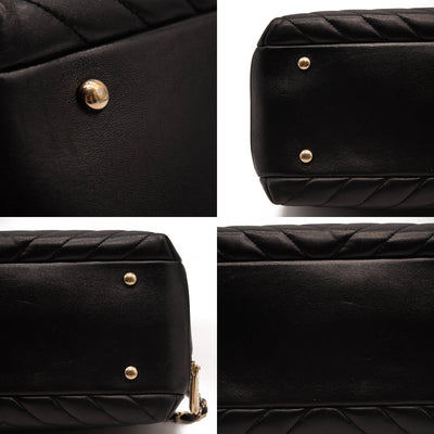 Chanel Lambskin Chevron Quilted Small Trendy CC Bowling Bag Black with Gold Hardware