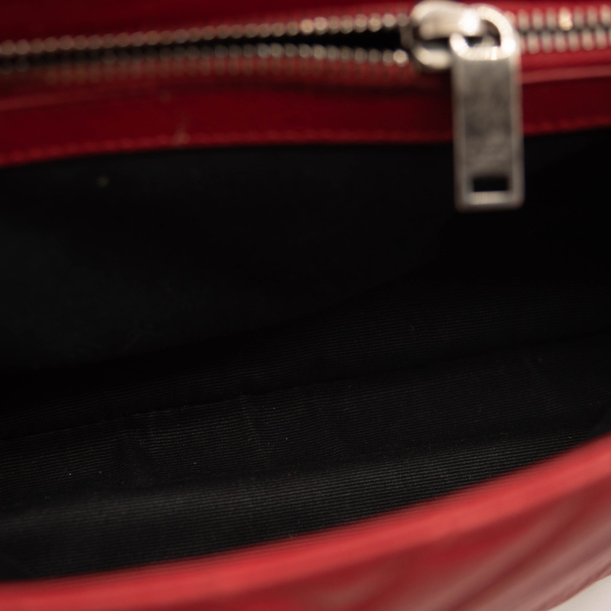 SAINT LAURENT Sheepskin Matelasse Chevron Medium Monogram Chain Bag Red