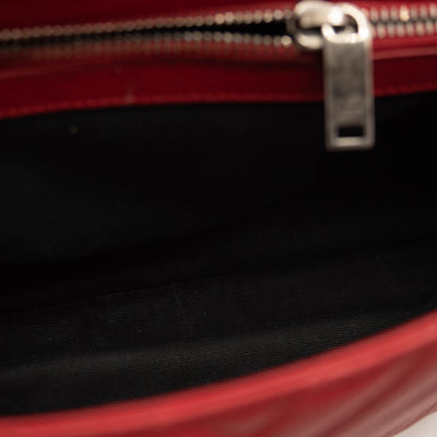 SAINT LAURENT Sheepskin Matelasse Chevron Medium Monogram Chain Bag Red