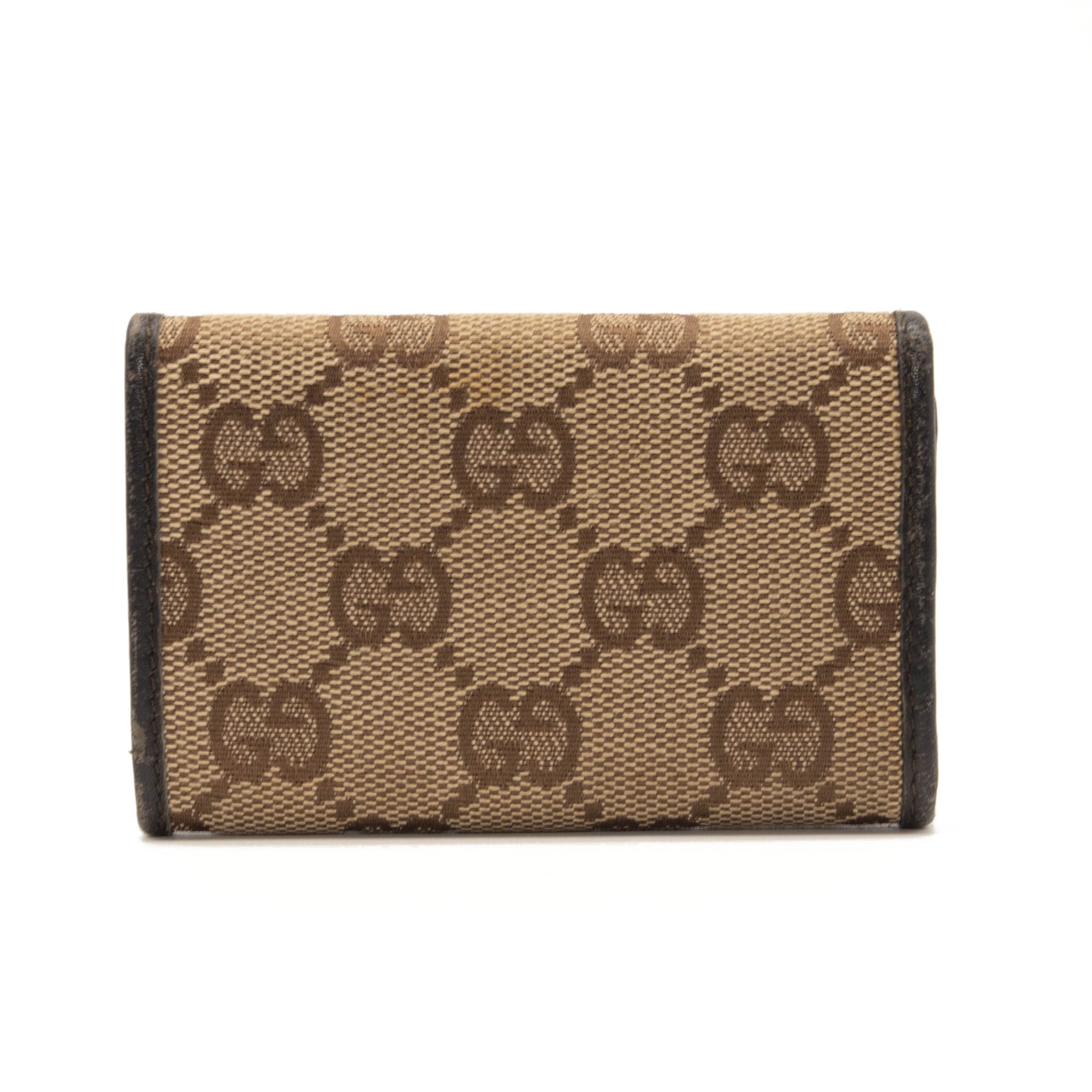 GUCCI Monogram 6 Key Holder Case Dark Brown GG Wallet Canvas Signature Logo