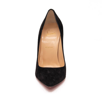 Christian Louboutin Alminette 100 Loubi Black Suede Pointed Classic Heel Pump