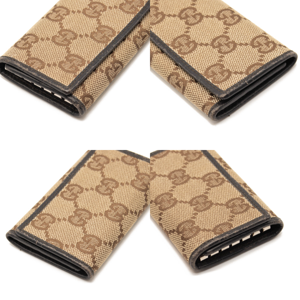 GUCCI Monogram 6 Key Holder Case Dark Brown GG Wallet Canvas Signature Logo