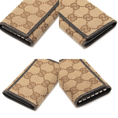 GUCCI Monogram 6 Key Holder Case Dark Brown GG Wallet Canvas Signature Logo