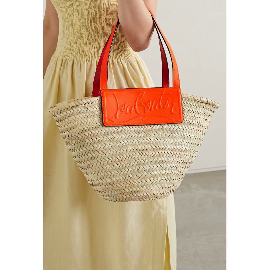 Christian Louboutin Christian Louboutin Loubishore Logo Straw Tote Orange