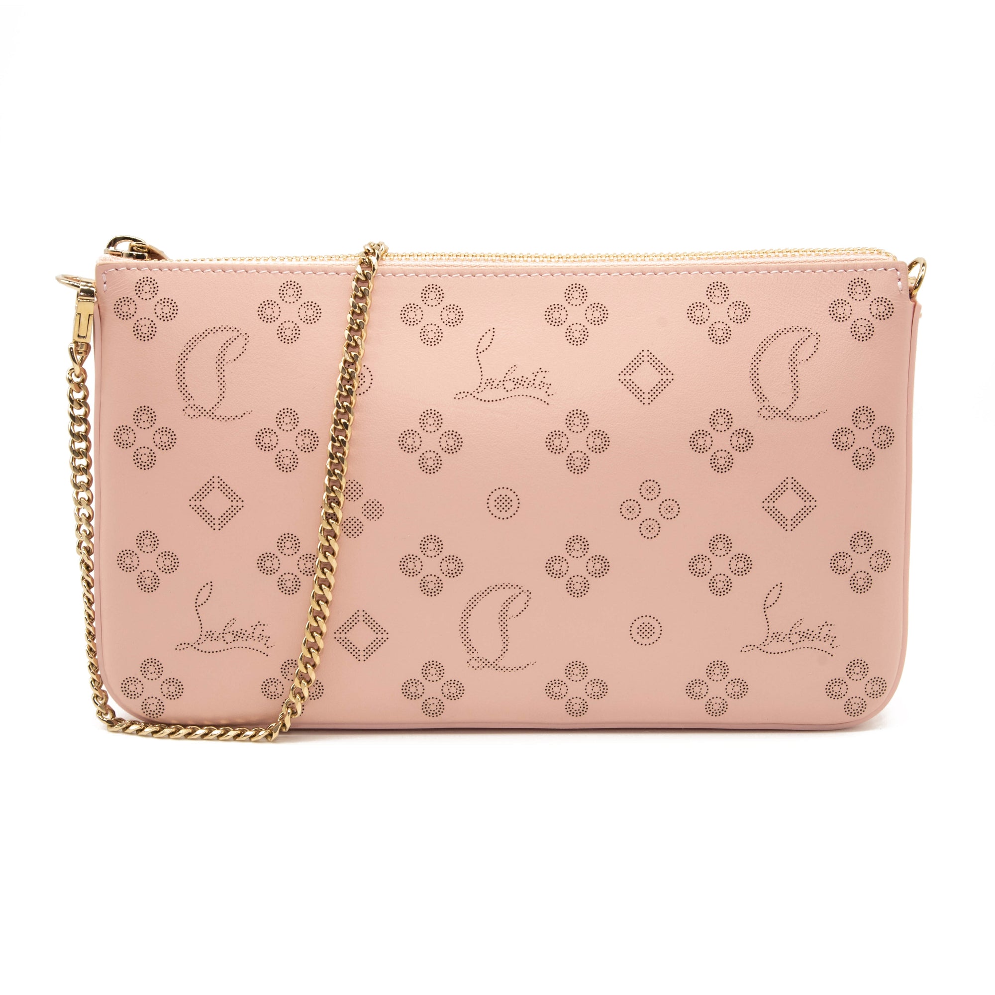 Christian Louboutin Loubila Loubinthesky Laser Perforated Leather Pouch Pink