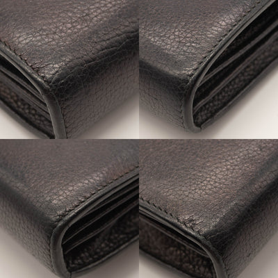 Gucci Marmont Chain Wallet Black Leather Shoulder Bag WOC GG Crossbody