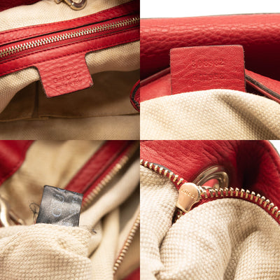 Gucci Pebbled Calfskin Medium Soho Chain Shoulder Bag Red Tote