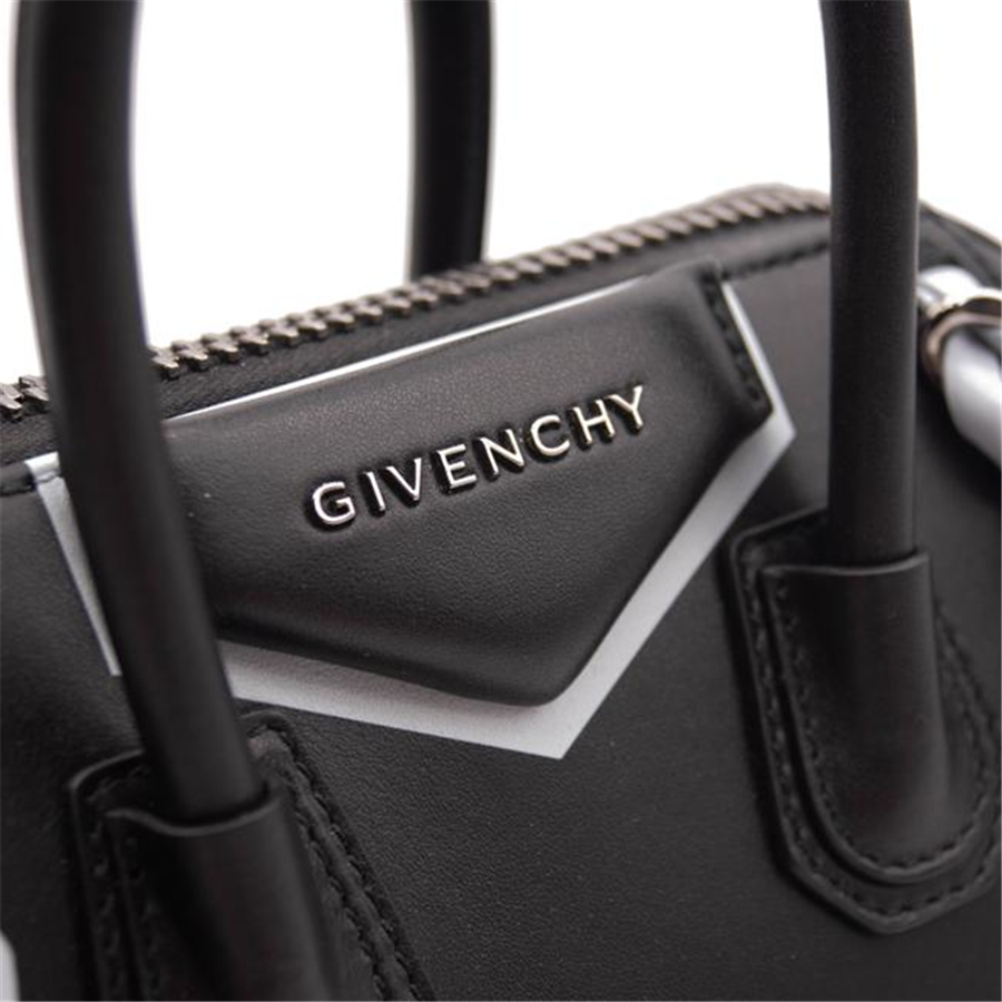 Givenchy Mini Antigona Woven Chain Satchel Black Leather Shoulder Bag