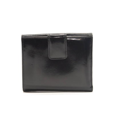 Gucci Vintage Leather French Purse Wallet Bifold Card Holder Black Patent