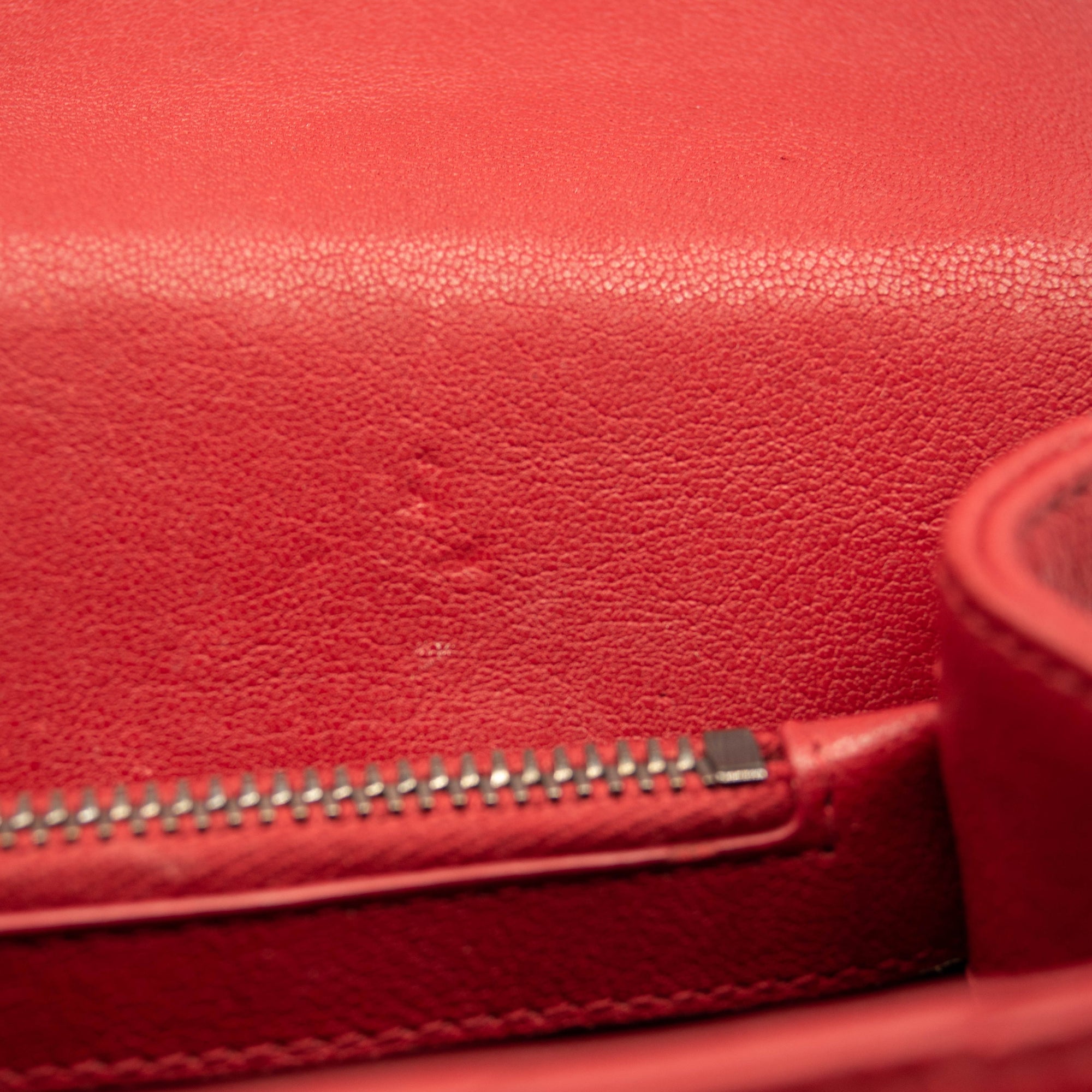 SAINT LAURENT Sheepskin Matelasse Chevron Medium Monogram Chain Bag Red