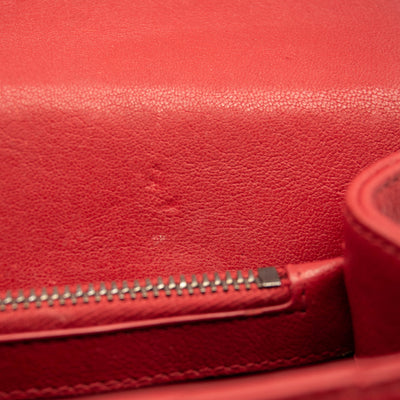 SAINT LAURENT Sheepskin Matelasse Chevron Medium Monogram Chain Bag Red