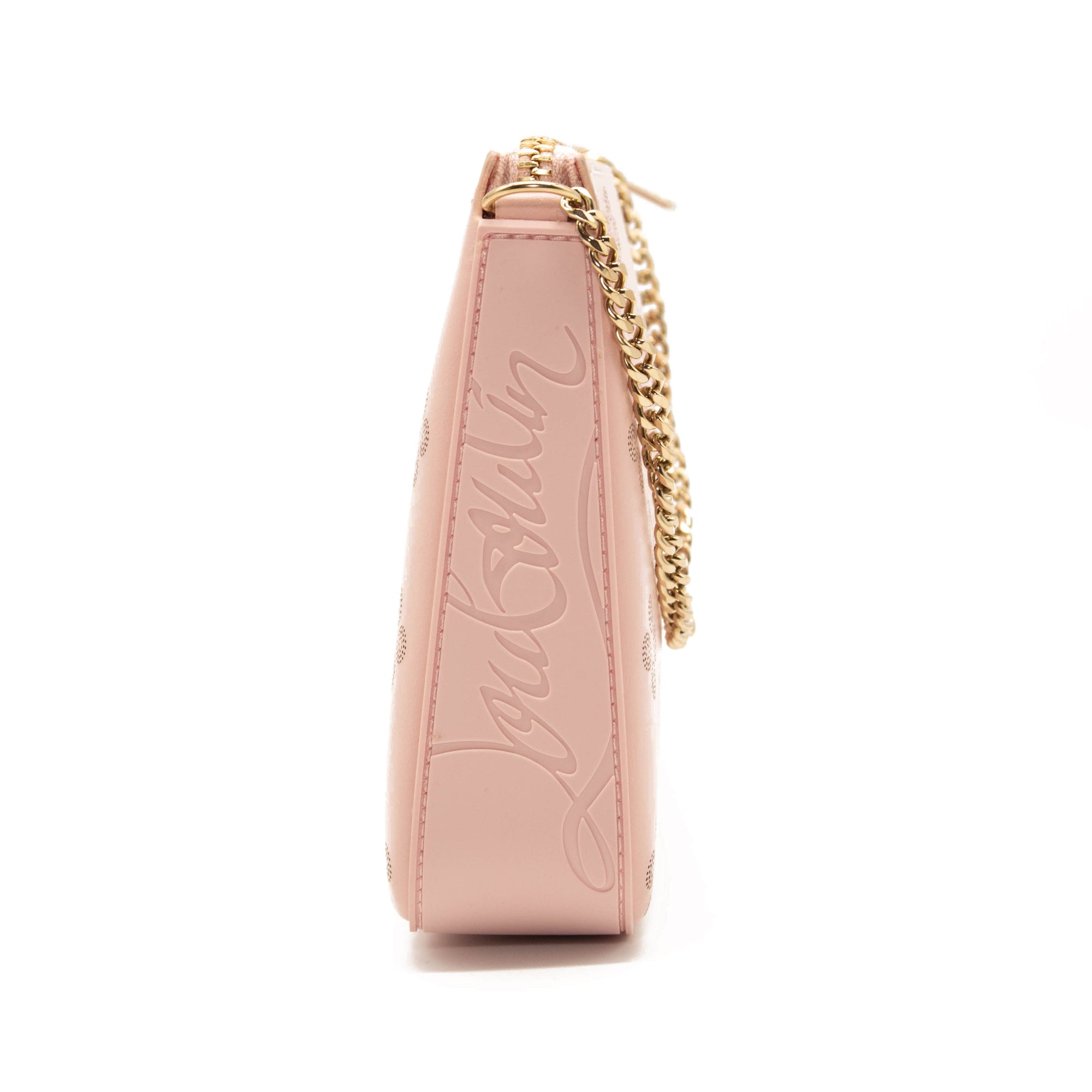 Christian Louboutin Loubila Loubinthesky Laser Perforated Leather Pouch Pink