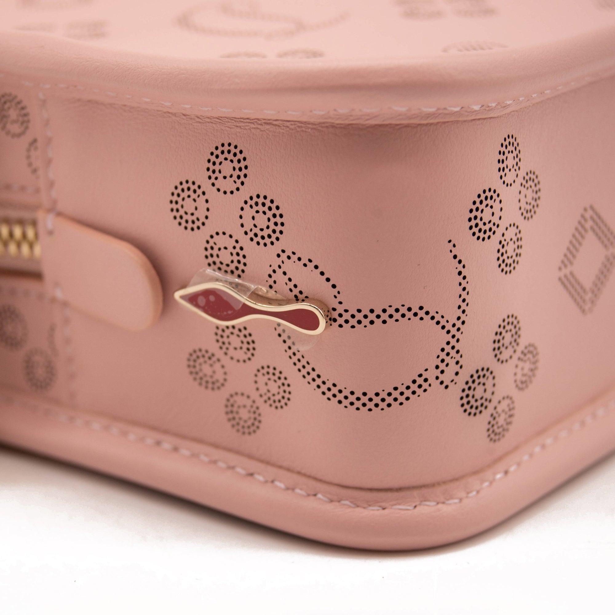 NEW Christian Louboutin Radioloubi Small Leather Crossbody Bag Pink Perforated