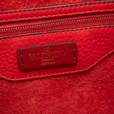 NEW Valentino Small Rockstud Leather Tote Red Studded Spike