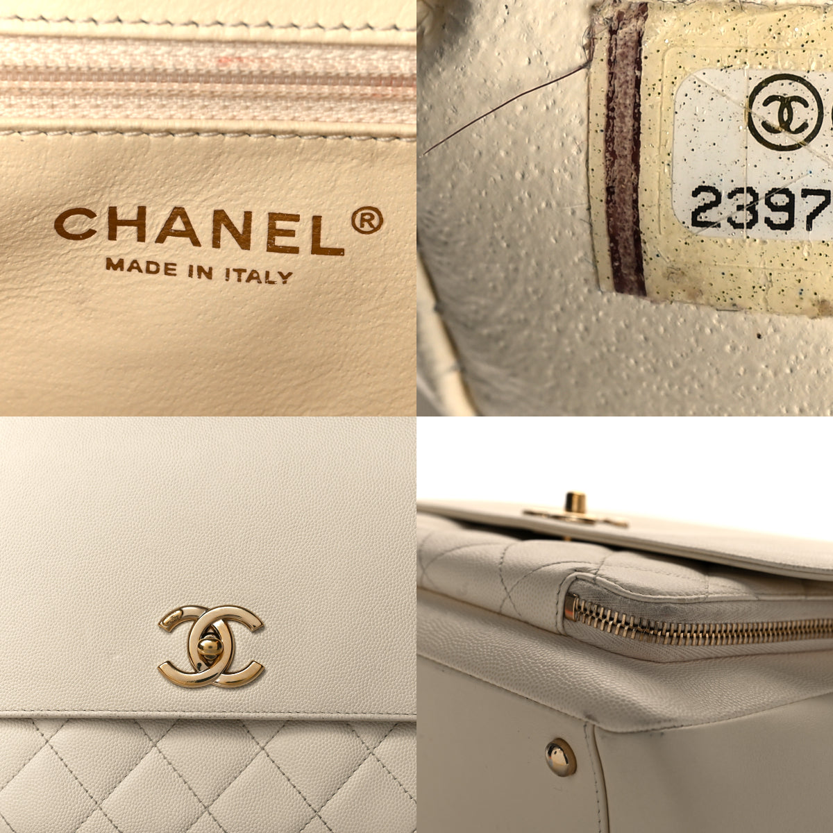 Chanel Caviar quilted large business affinity flap white