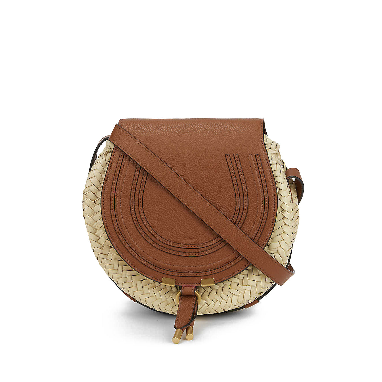 Chloe Marcie Leather & Raffia Crossbody Bag