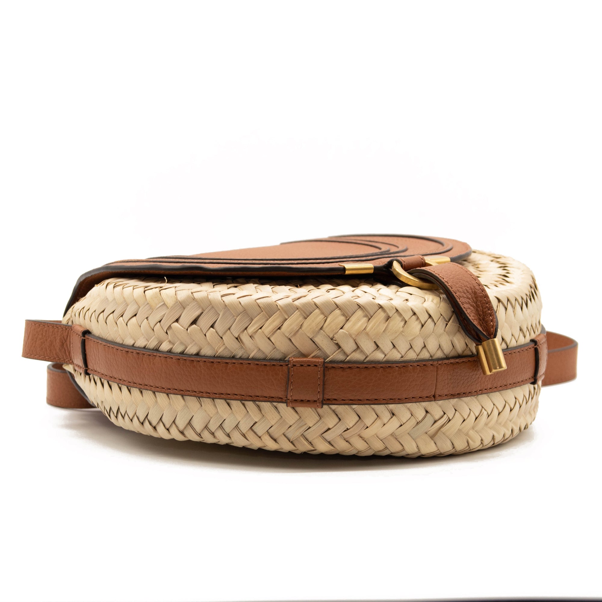 Chloe Marcie Leather & Raffia Crossbody Bag