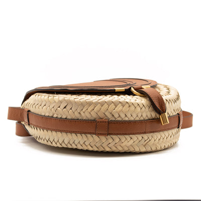 Chloe Marcie Leather & Raffia Crossbody Bag