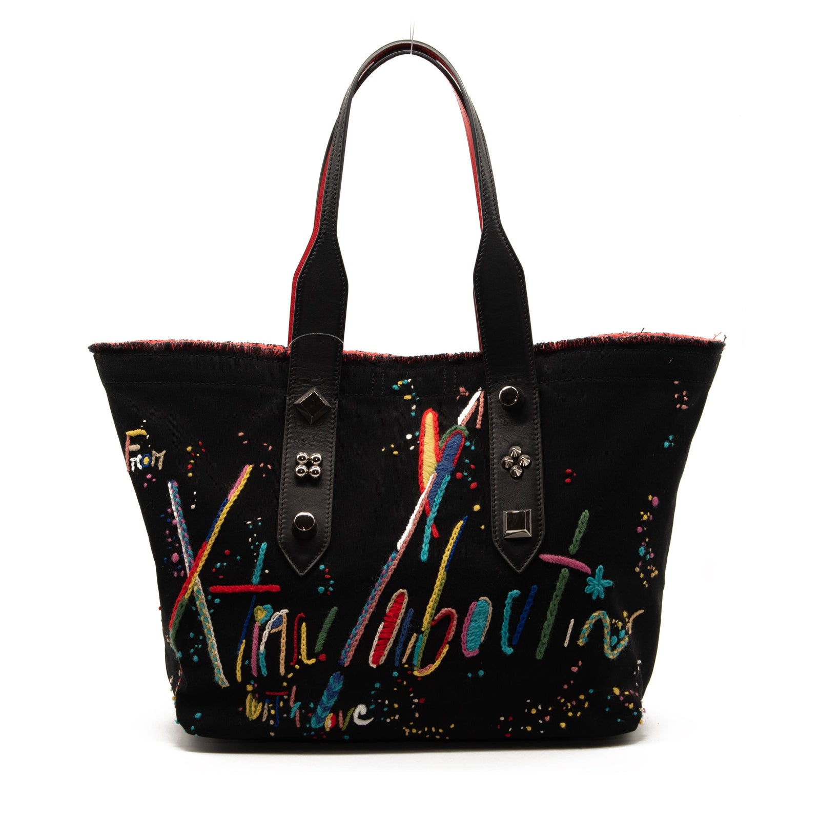 NEW Christian Louboutin Medium Frangibus Embroidered Canvas Tote