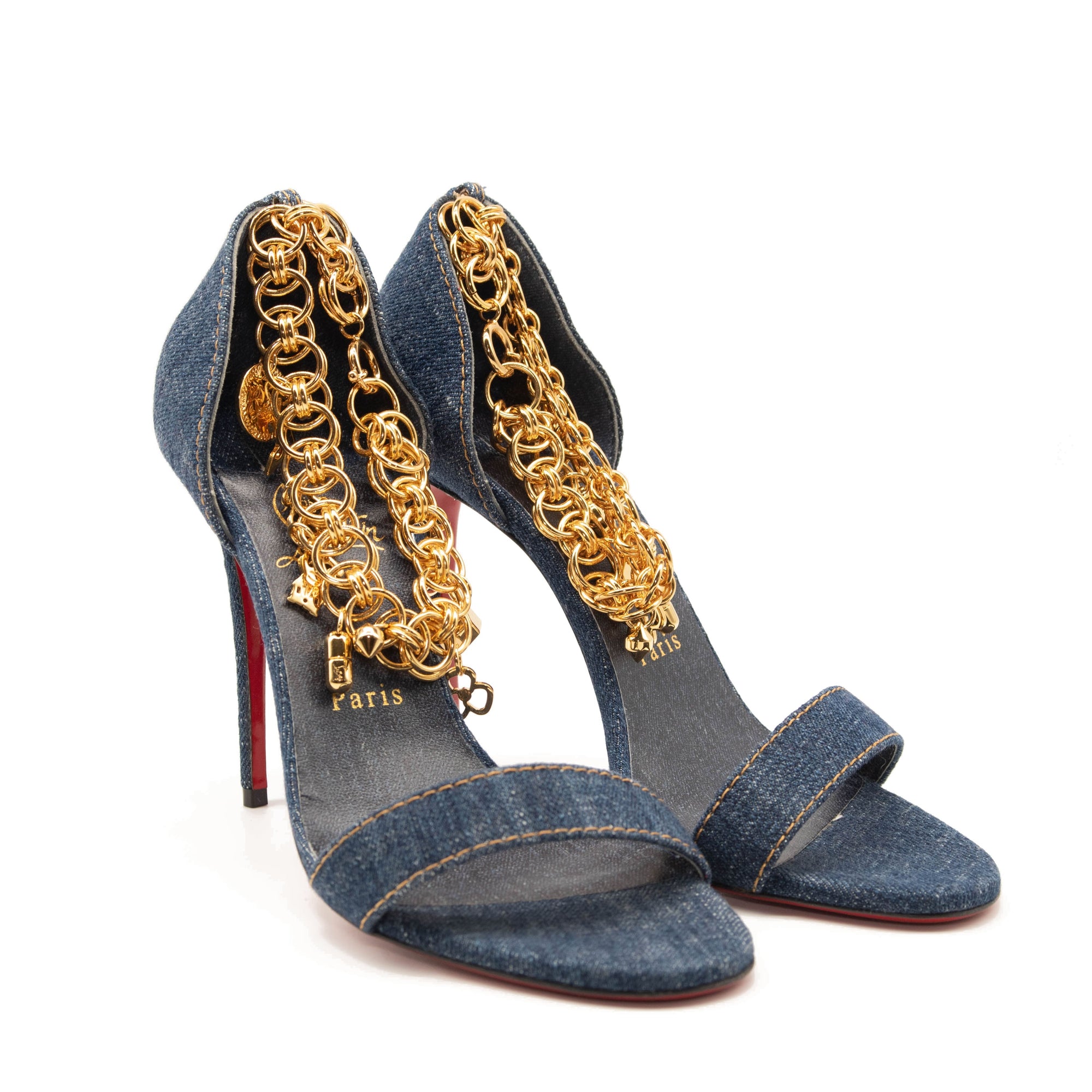 NEW Christian Louboutin Gourmi Denim Sandal Size EU 39 Pumps Heels