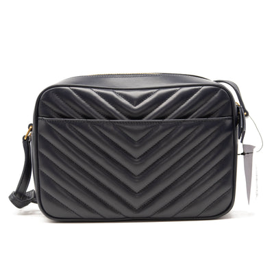 NEW Saint Laurent Calfskin Matelasse Monogram Lou Camera Bag Navy