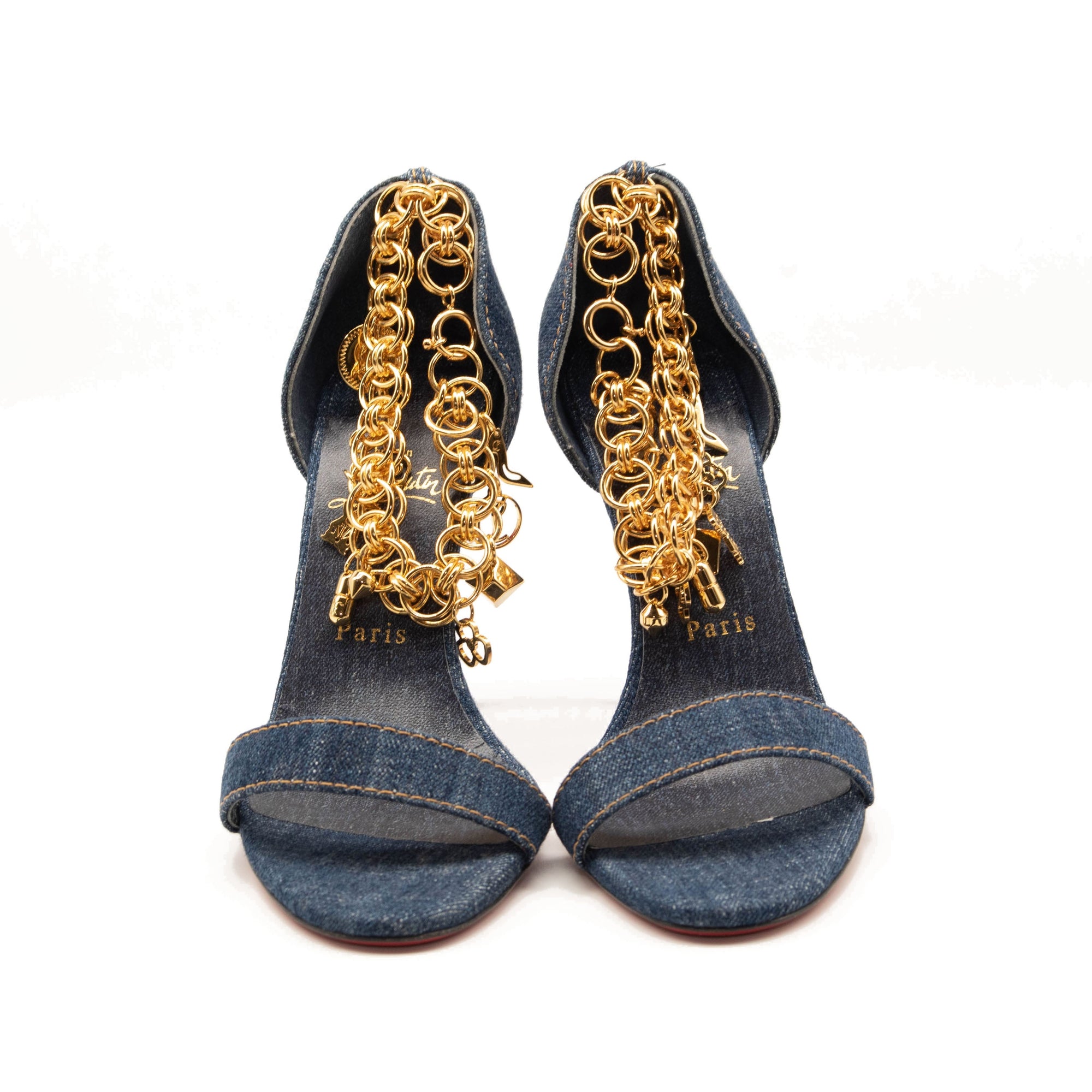 NEW Christian Louboutin Gourmi Denim Sandal Size EU 39 Pumps Heels