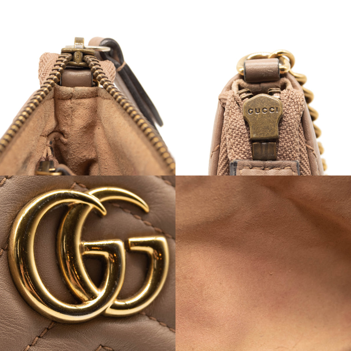 Gucci Calfskin Matelasse Mini GG Marmont Chain Bag Porcelain Rose