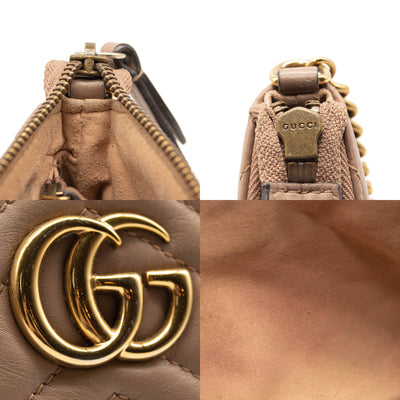 Gucci Calfskin Matelasse Mini GG Marmont Chain Bag Porcelain Rose