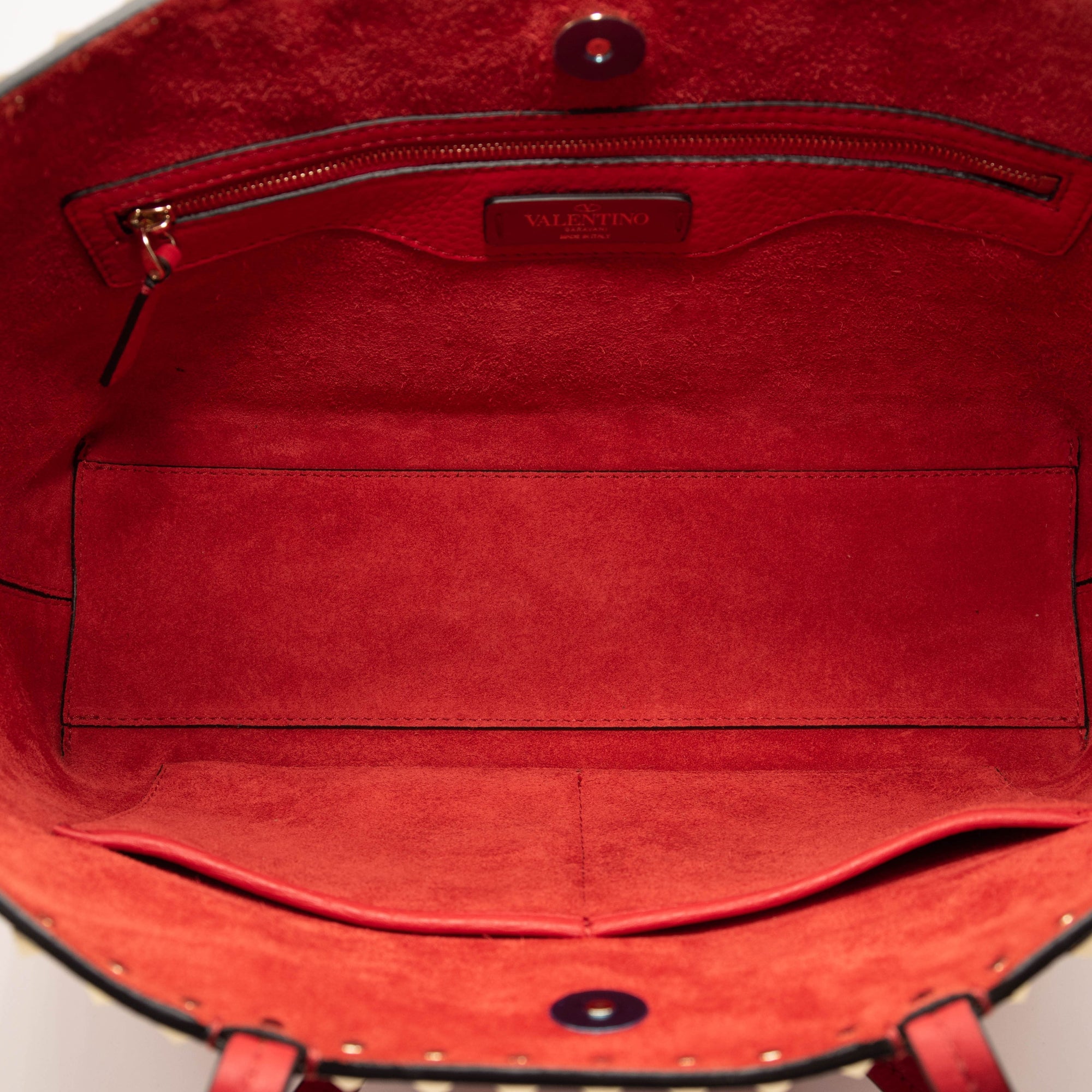 NEW Valentino Small Rockstud Leather Tote Red Studded Spike