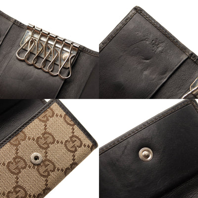 GUCCI Monogram 6 Key Holder Case Dark Brown GG Wallet Canvas Signature Logo