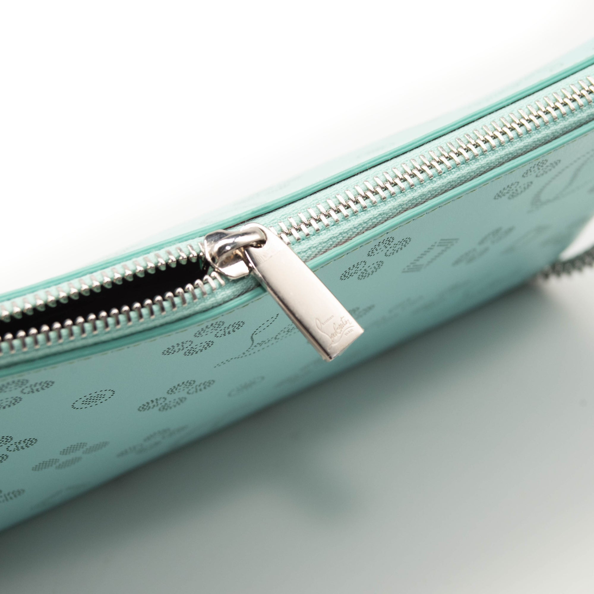 NEW Christian Louboutin Loubila Loubinthesky Laser Perforated Leather Pouch Bermuda