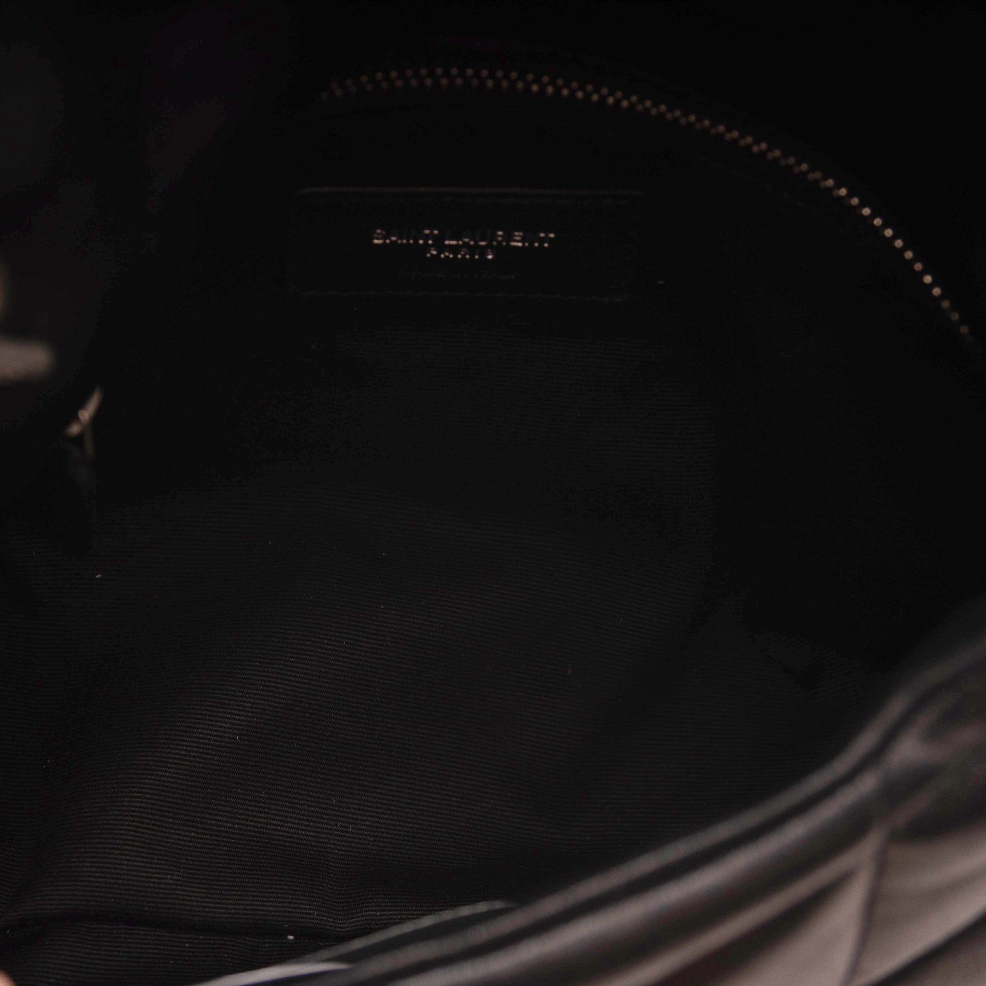 NEW Saint Laurent Lambskin Quilted Mini Loulou Puffer Monogram Chain Satchel Black