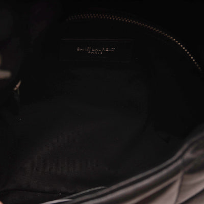 NEW Saint Laurent Lambskin Quilted Mini Loulou Puffer Monogram Chain Satchel Black