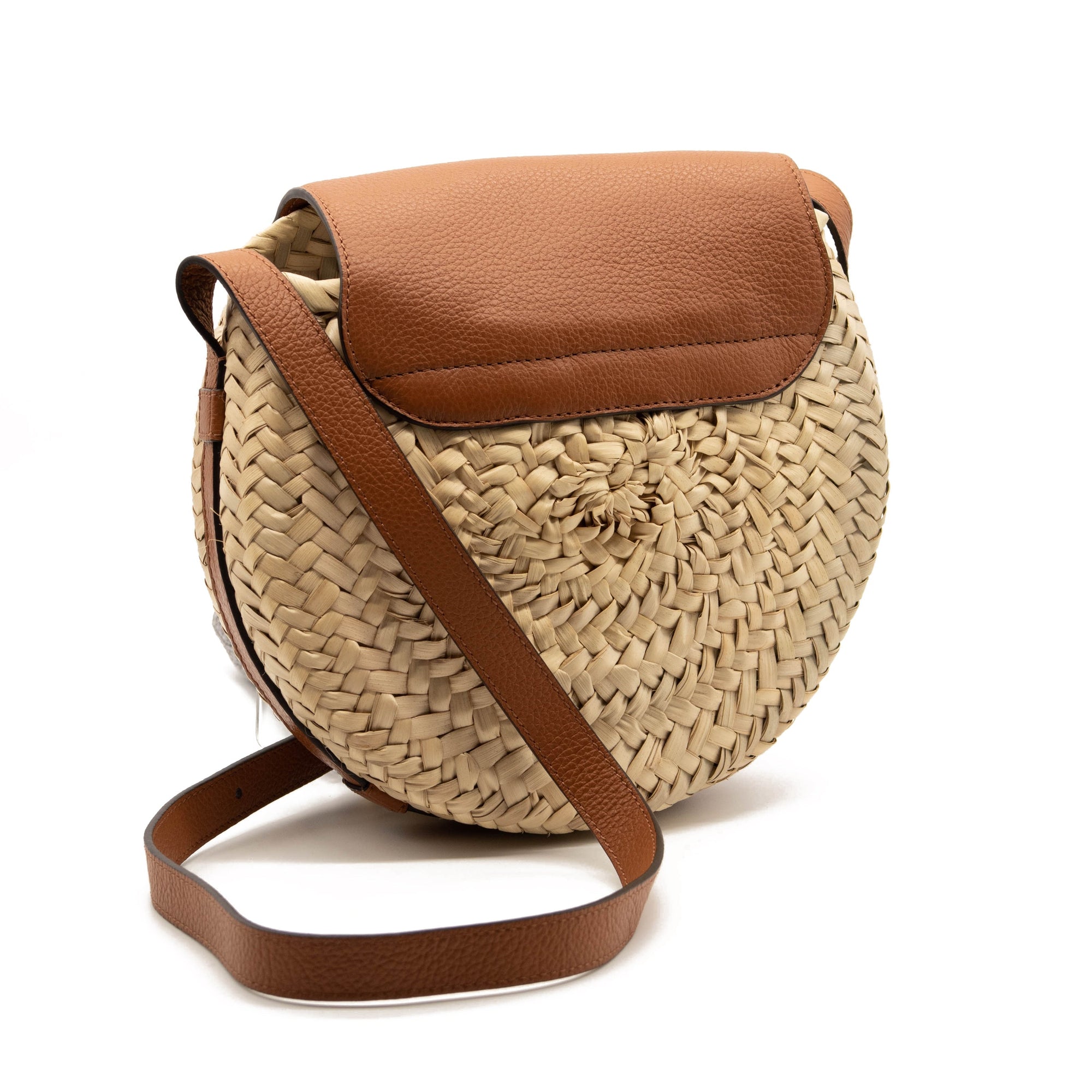 Chloe Marcie Leather & Raffia Crossbody Bag