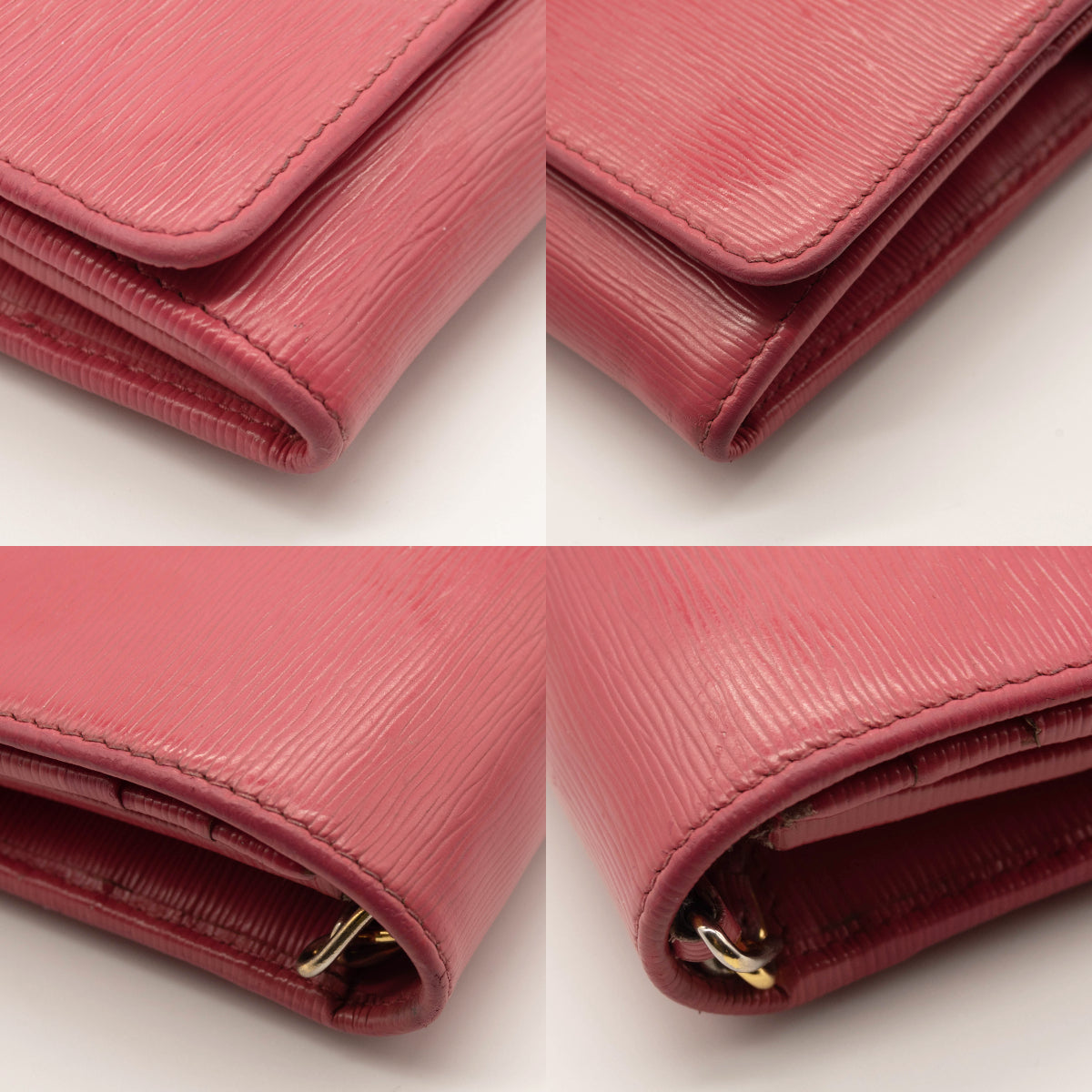 Prada Saffiano Metal Oro Chain Wallet Peonia Pink Crossbody