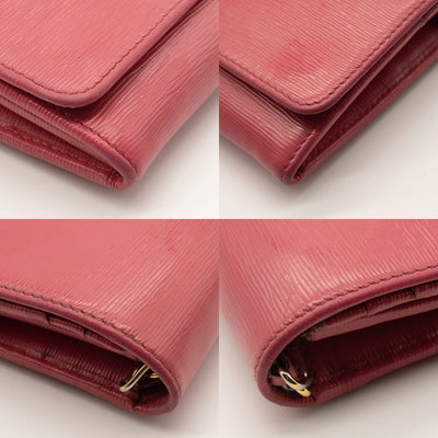 Prada Saffiano Metal Oro Chain Wallet Peonia Pink Crossbody