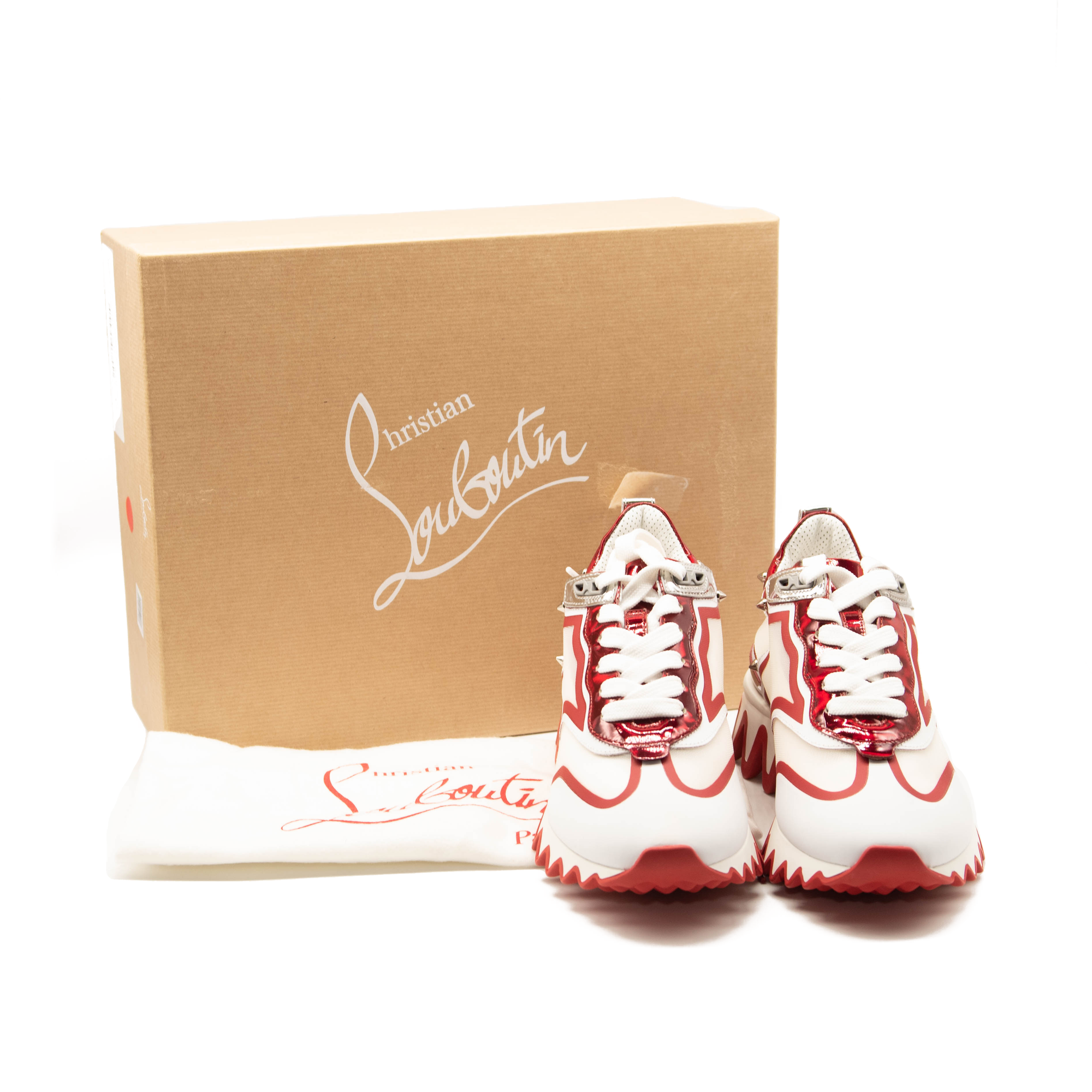 NEW Christian Louboutin Sharkina Sneaker White Red EU 39.5 NEW Christian Louboutin Sharkina Sneaker White Red EU 39.5