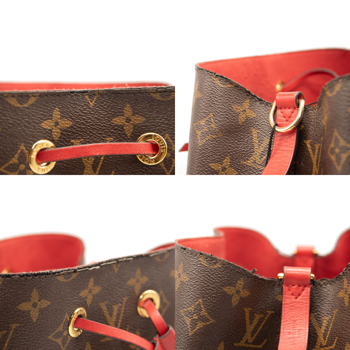 Louis Vuitton Monogram Neonoe Mm Coquelicot Brown/Red Canvas Shoulder Bag