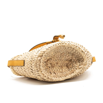 Chloe Marcie Leather & Raffia Crossbody Bag SUNFLOWER YELLOW