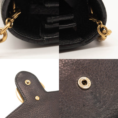 Gucci Marmont Chain Wallet Black Leather Shoulder Bag WOC GG Crossbody