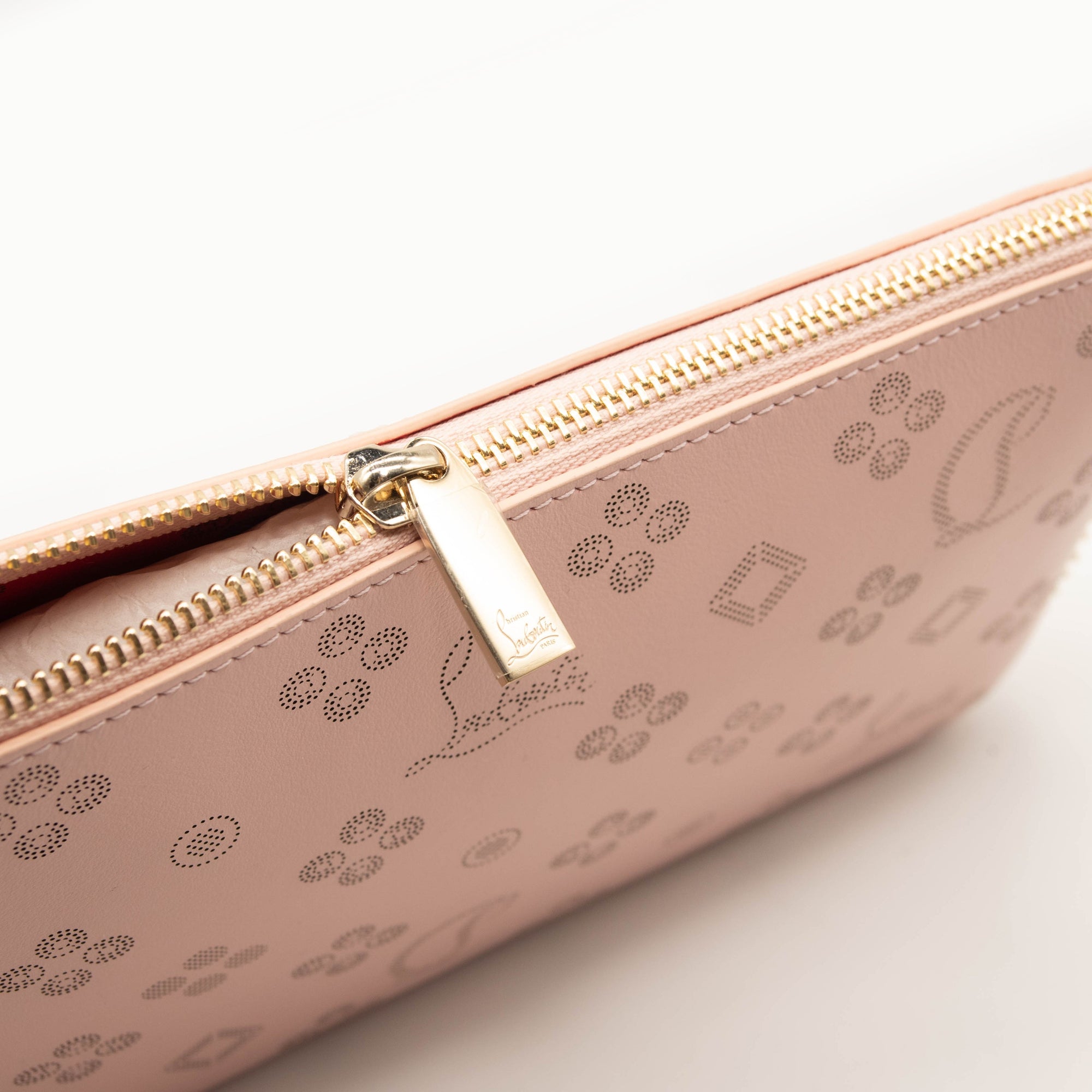 Christian Louboutin Loubila Loubinthesky Laser Perforated Leather Pouch Pink