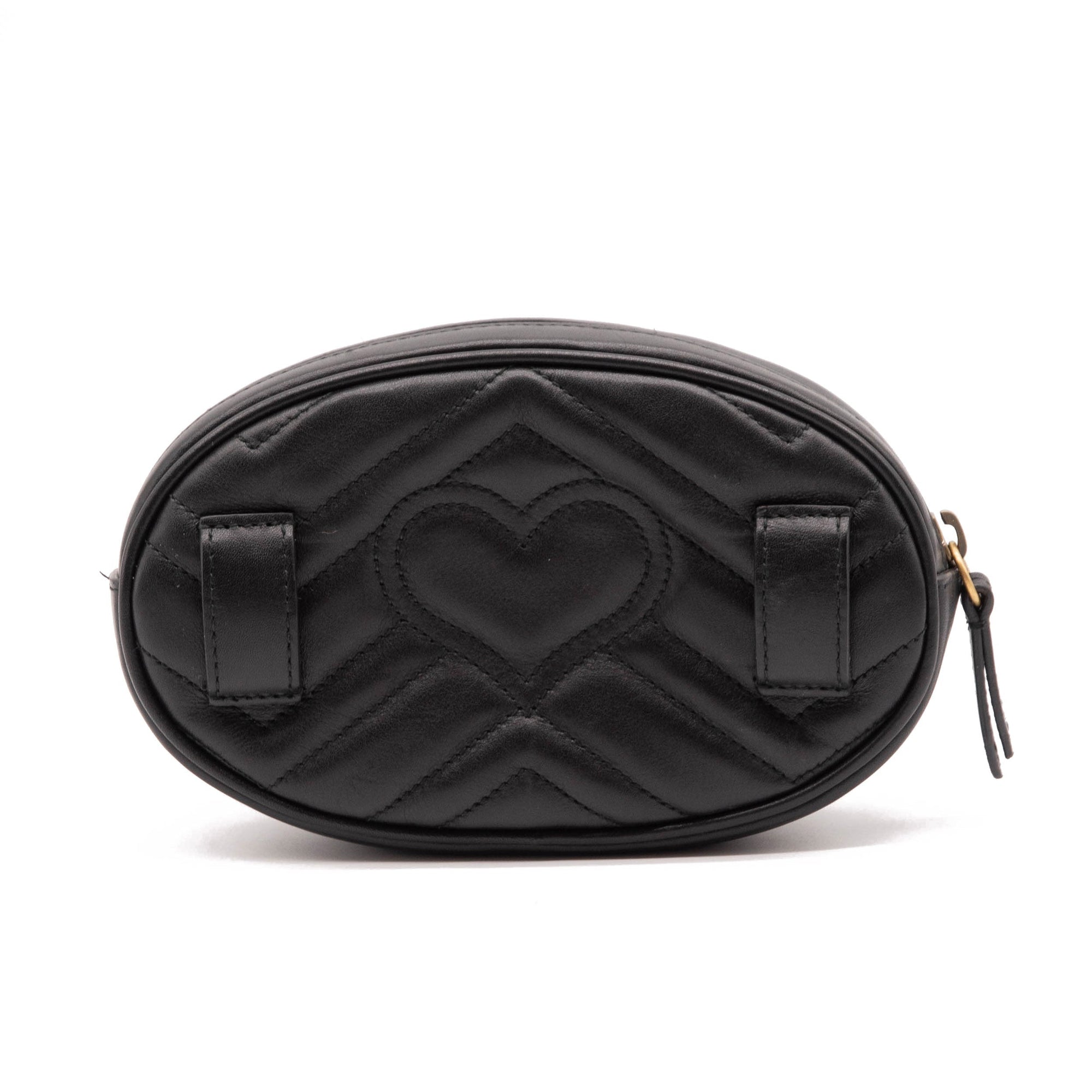 Gucci Calfskin Matelasse GG Marmont Belt Bag 85 34 Black