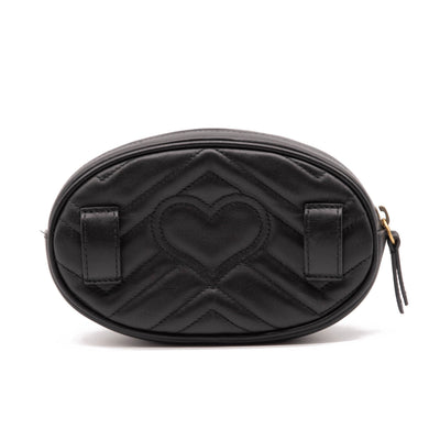 Gucci Calfskin Matelasse GG Marmont Belt Bag 85 34 Black